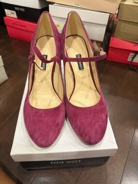Nine West Magenta Suede Mary Jane Heels